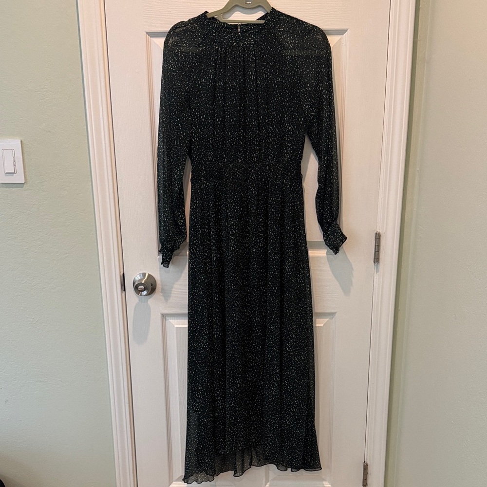 Zara Black Long Sleeve Dress with Subtle Pattern